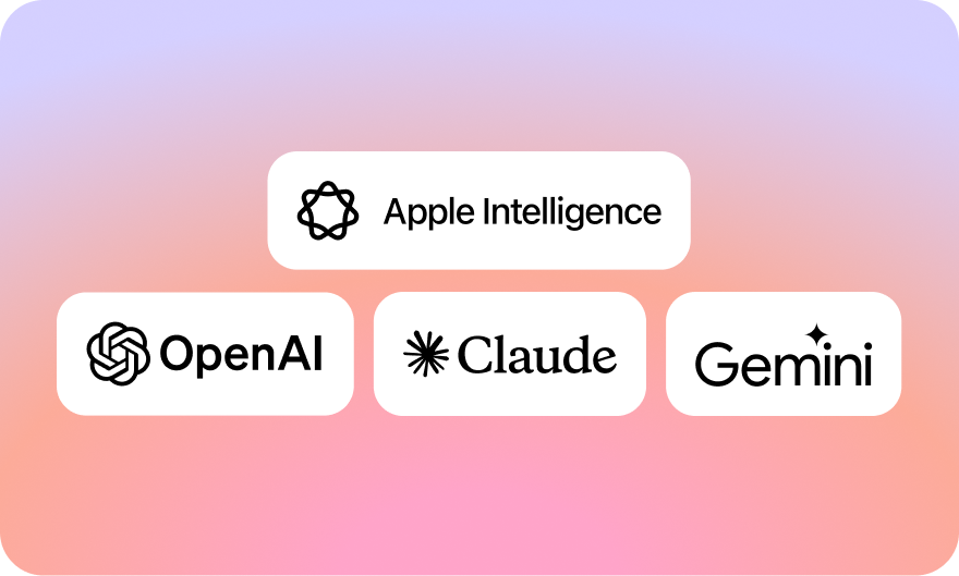 Plouse connecting to Apple Intelligence, Claude, GPT and Gemini for plain-language insights